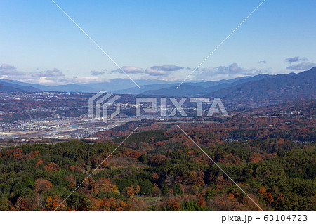 神ノ峰城跡から見る飯田・松川など下伊那の秋の風景　2019年11月撮影 63104723