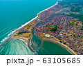 Aerial view of historic town of Elmina, Ghana, Africa. 63105685