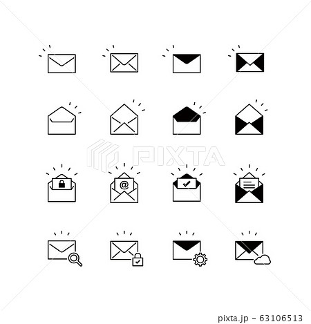 Email Icon Set Black And White Stock Illustration