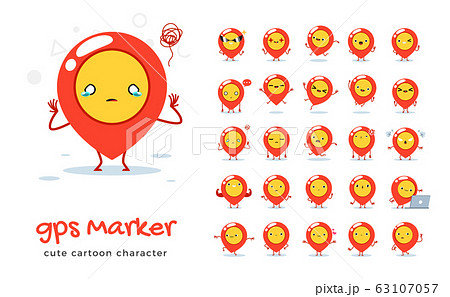 Vector set of cartoon images of GPS marker. Vector Vector set of cartoon images of GPS marker. Vector 63107057