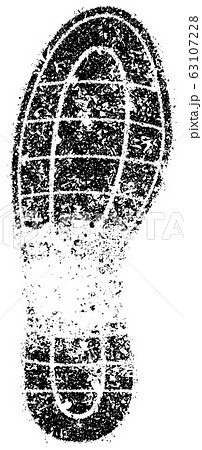 足あと 足跡 靴跡 靴の裏 白黒イラスト 擦れ のイラスト素材