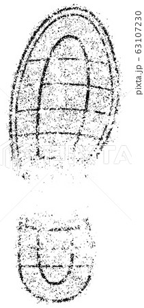 足あと 足跡 靴跡 靴の裏 白黒イラスト 擦れ のイラスト素材