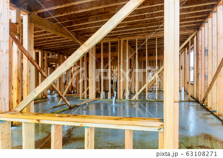 Framing beam of new house under construction home 63108271