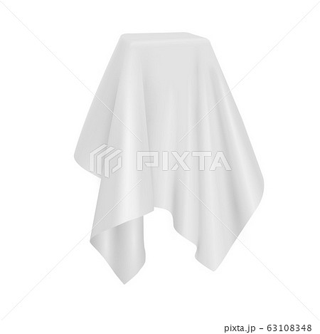 Box covered with silk cloth. Realistic vector fabric template isolated on white background. 63108348