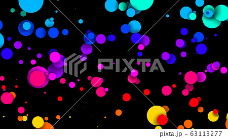 Abstract simple background with beautiful multi-colored circles or balls in flat style like paint bubbles in water. 3d render of particles, colored paper applique. Creative design background Abstract simple background with beautiful multi-colored circles or balls in flat style like paint bubbles in water. 3d render of particles, colored paper applique. Creative design background 63113277