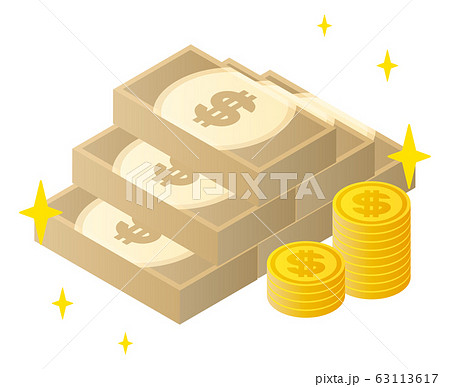 ドルのコインと紙幣のイラスト素材