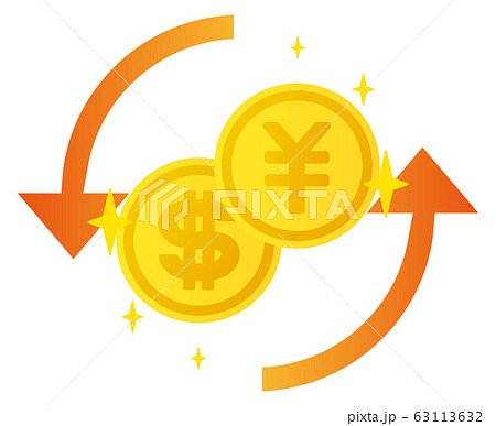 ドルと円と回る矢印のイラスト素材
