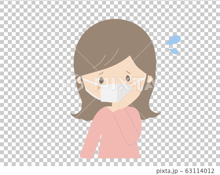 マスクを着けて心配している女性 63114012