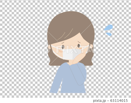 マスクを着けて心配している女性 63114015