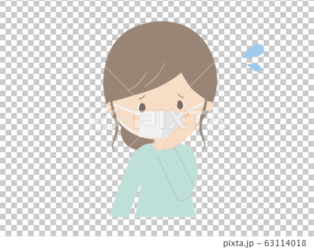 Worried woman wearing mask 63114018