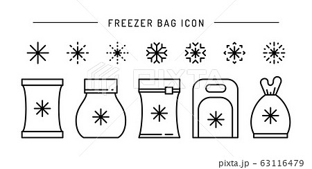 Set vector frozen food bag icon outline Set vector frozen food bag icon outline 63116479