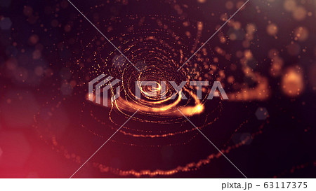 3d rendering background of microworld or sci-fi theme with glowing particles form curved lines, 3d surfaces, grid structures with depth of field, bokeh. Golden red wave forms 3d rendering background of microworld or sci-fi theme with glowing particles form curved lines, 3d surfaces, grid structures with depth of field, bokeh. Golden red wave forms 63117375