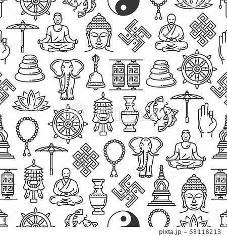 Buddhism religion seamless pattern background 63118213