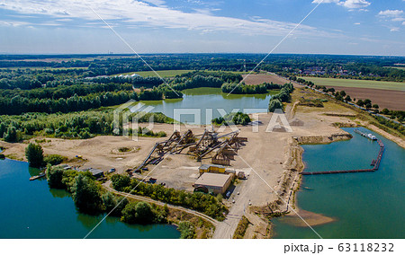 Aerial photo of three gravel pits  63118232
