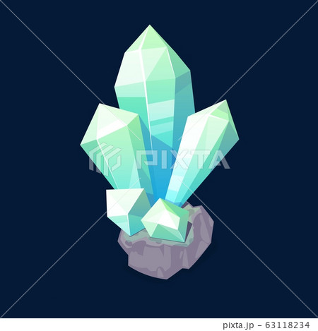 Crystal gem, blue magic gemstone isolated icon 63118234