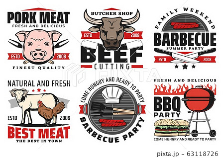 Barbeque meat, bbq vector icons and signs 63118726