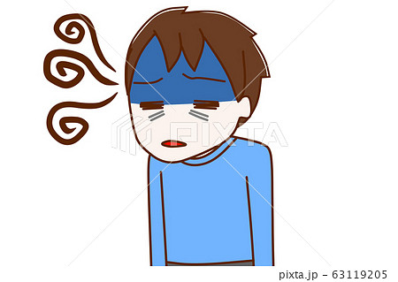 体調が悪く気怠い少年 63119205