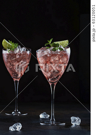 Summer cocktail with rose wine Summer cocktail with rose wine 63120051