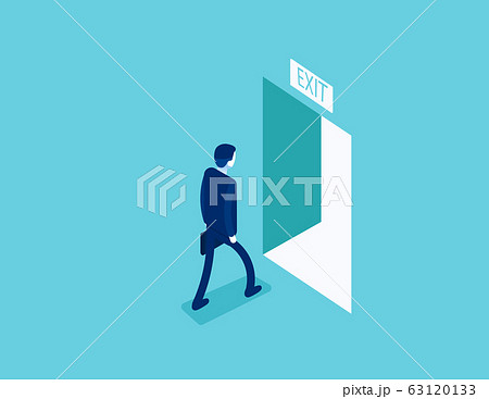 Man walking to the exit  through an open door. 63120133