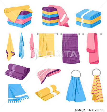 Home textile, towels stacks and holders, isolated icons Home textile, towels stacks and holders, isolated icons 63120938