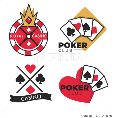Casino club isolated icons, gambling blub emblems 63121076