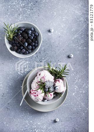 ice cream with frozen blueberry ice cream with frozen blueberry 63121779