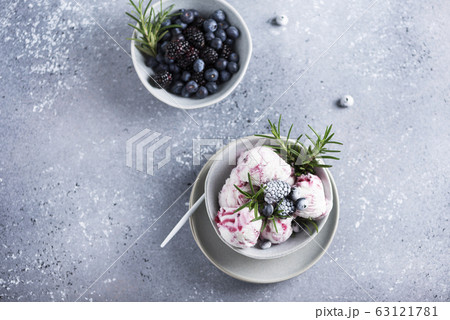 ice cream with frozen blueberry ice cream with frozen blueberry 63121781