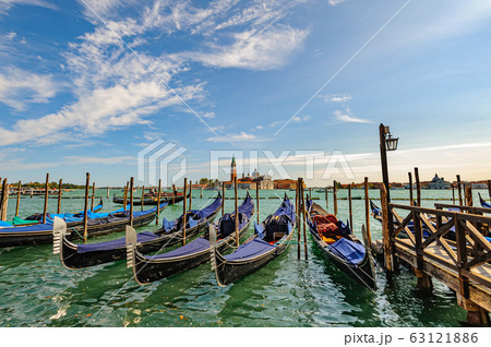 Venice, Italy, Gondolas parked in Grand Canal 63121886