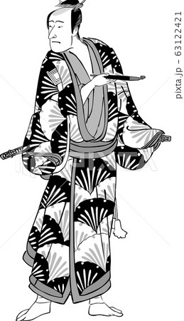 浮世絵　歌舞伎役者　その73　白黒 63122421