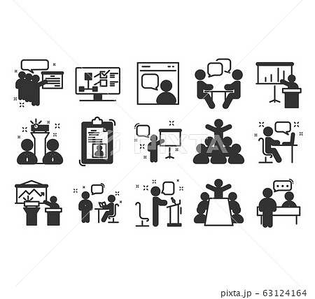 Business Presentation Line Icons のイラスト素材