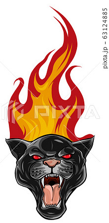 Black Panther Tattoo Design With Flames Vectorのイラスト素材