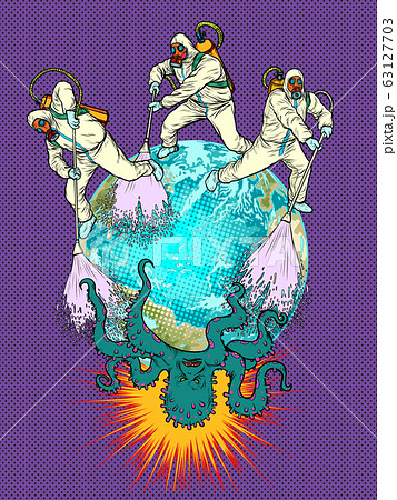 doctors disinfection planet epidemic. pandemic epidemic coronavirus covid19 63127703