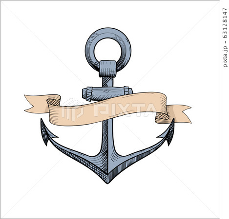 anchor with ribbons on white 63128147