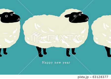 27年賀状テンプレート ハッピーニューイヤー 年賀状 羊年 ひつじ年 羊年 未年 ２０２７年のイラスト素材
