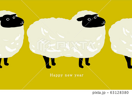 27年賀状テンプレート ハッピーニューイヤー 年賀状 羊年 ひつじ年 羊年 未年 ２０２７年のイラスト素材
