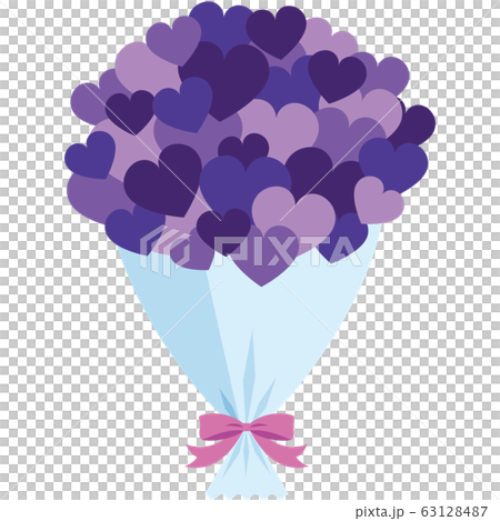 Simple bouquet of purple hearts Simple bouquet of purple hearts 63128487