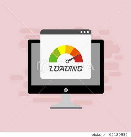 laptop with Speedometer Internet Speed icon. laptop with Speedometer Internet Speed icon. 63129953