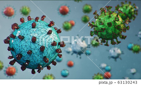 3D illustration, abstract pathogen as a type of flu - H1N1, hepatitis viruses, influenza virus, flu, aids. Virus abstract background. Virus infects human cells. Infection causing chronic disease. 3D illustration, abstract pathogen as a type of flu - H1N1, hepatitis viruses, influenza virus, flu, aids. Virus abstract background. Virus infects human cells. Infection causing chronic disease. 63130243
