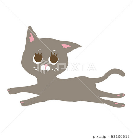 こちらを見ながら走っているグレーの猫のイラスト素材