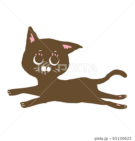 こちらを見ながら走っている黒猫のイラスト素材