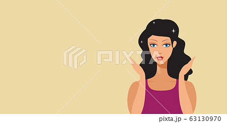 beautiful brunette girl with long curly hair professional makeup and hairstyle stylish woman horizontal portrait vector illustration 63130970