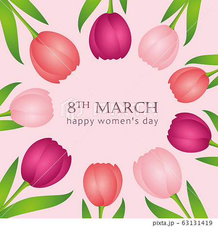 colorful tulips circle border happy womens day colorful tulips circle border happy womens day 63131419