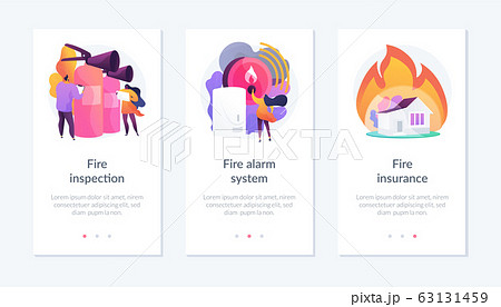 Fire prevention app interface template. Fire prevention app interface template. 63131459