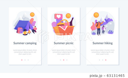 Summer weekend activities app interface template. 63131465