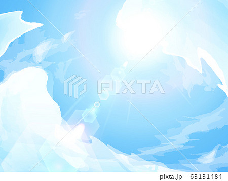 青空と太陽の背景イラストのイラスト素材