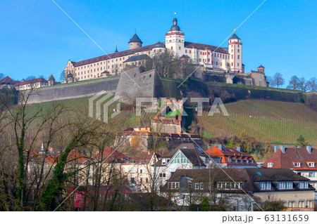 Wurzburg. View of Fort Marienburg on a hill. 63131659