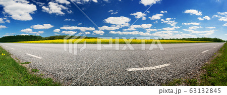 Road panorama on sunny summer day in countryside 63132845