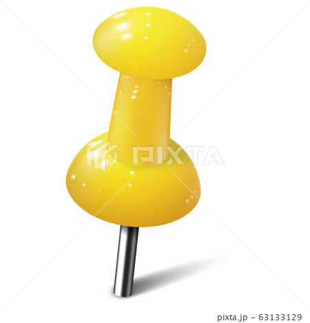 Realistic push pin in yellow color. Thumbtack Realistic push pin in yellow color. Thumbtack 63133129