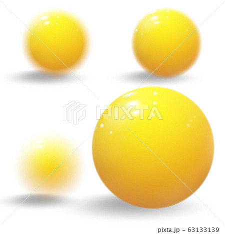 Realistic yellow balls. Yellow blurred glossy spheres. Realistic yellow balls. Yellow blurred glossy spheres. 63133139