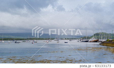 Boats at moorings in Tobermory bay Boats at moorings in Tobermory bay 63133173